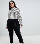 River Island Plus Tie Waist Tapered Pants - Black