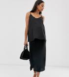 Asos Design Maternity Plisse Maxi Column Skirt - Black