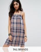 Noisy May Tall Cami Strap Check Dress - Multi