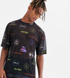 Collusion Oversized Printed Mesh T-shirt-black