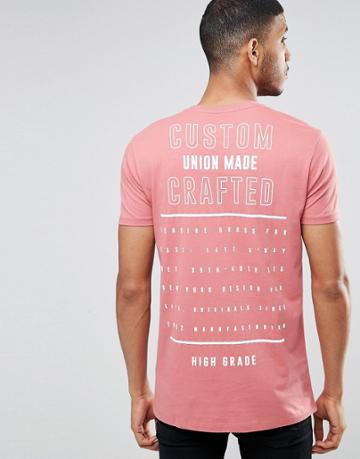 Asos Longline T-shirt With Custom Made Back Print - Pink