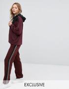 Monki Wide Leg Side Stripe Pants - Red