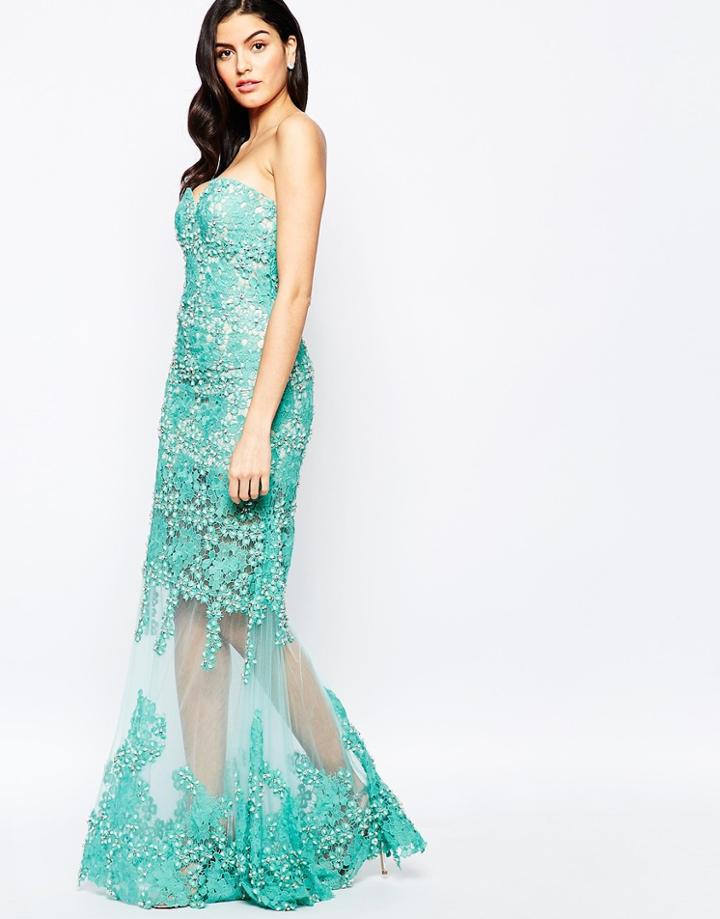 Forever Unique Savannah Maxi Dress With Sheer Skirt - Aqua