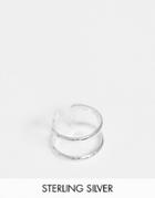 Asos Design Sterling Silver Ring With Double Band Design In Silver