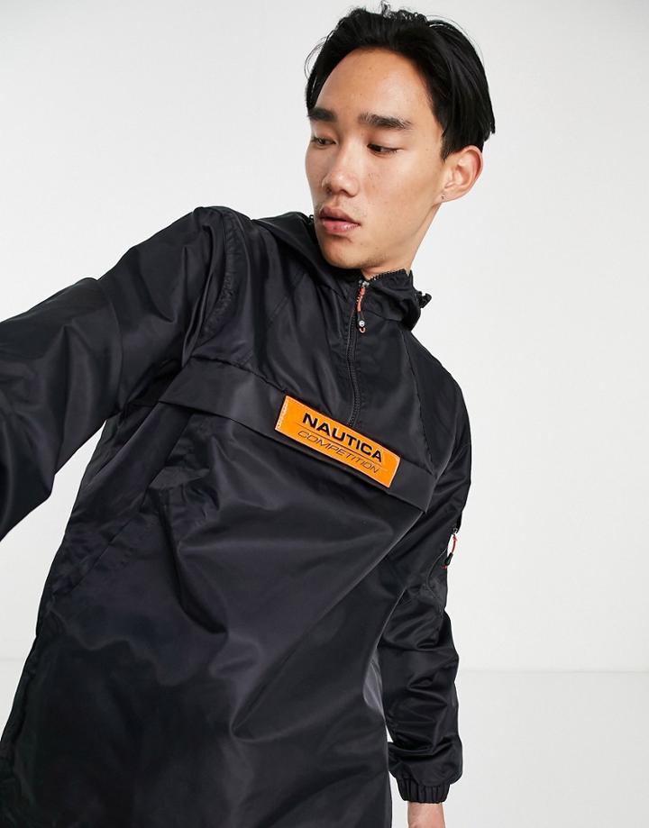 Nautica Competition Laptev Velcro Badge Half-zip Jacket In Black