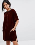 Dkny Velvet Half Sleeve Sleep Shirt - Red