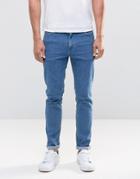 Asos Skinny Jeans In Retro Blue Wash - Mid Blue