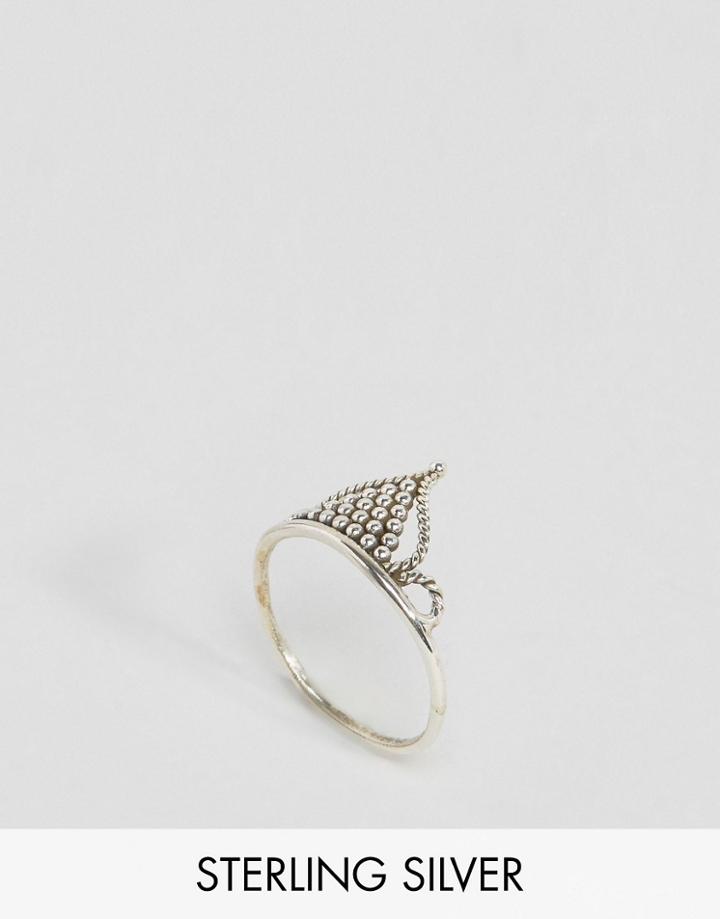 Regal Rose Sterling Silver Dotted Temple Ring - Silver