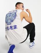 Jack & Jones Originals Oversized Tank Top With Tiger Back Print In Sand-neutral