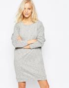 Selected Dalia Long Sleeve Sweat Dress In Gray - Mgm