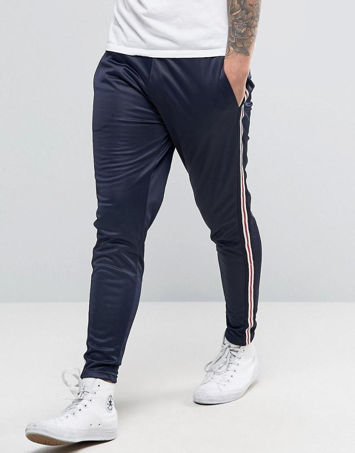 Brave Soul Vintage Tapped Joggers - Navy