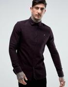 Farah Shirt With Textured Weave In Slim Fit Port - Red