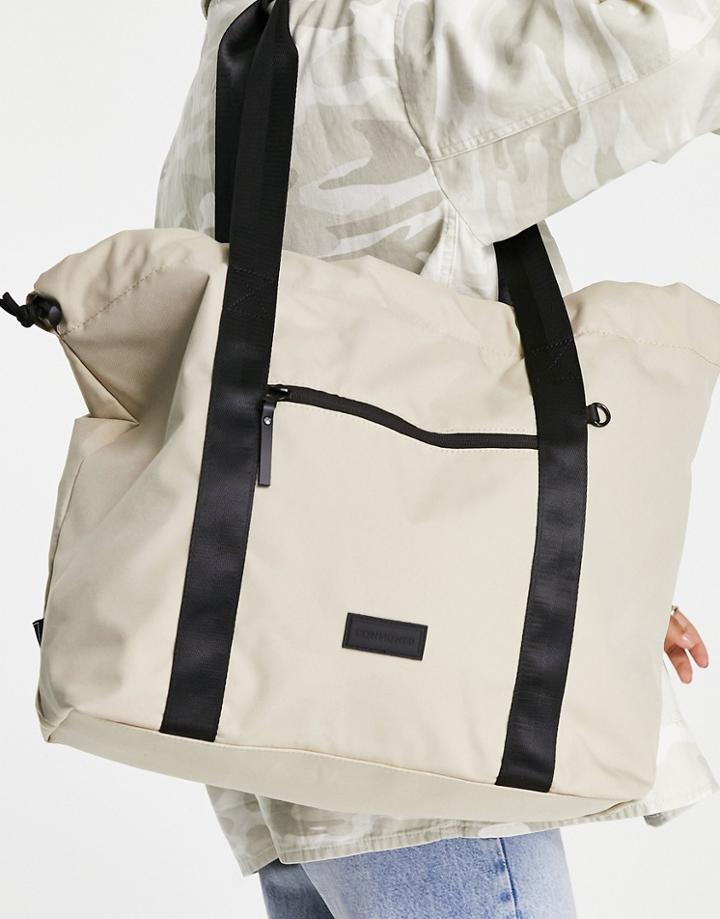 Consigned Drawstring Tote Bag In Sand-neutral