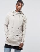 Hand Of God Oil Washed Hoodie With Dropped Shoulder - Stone