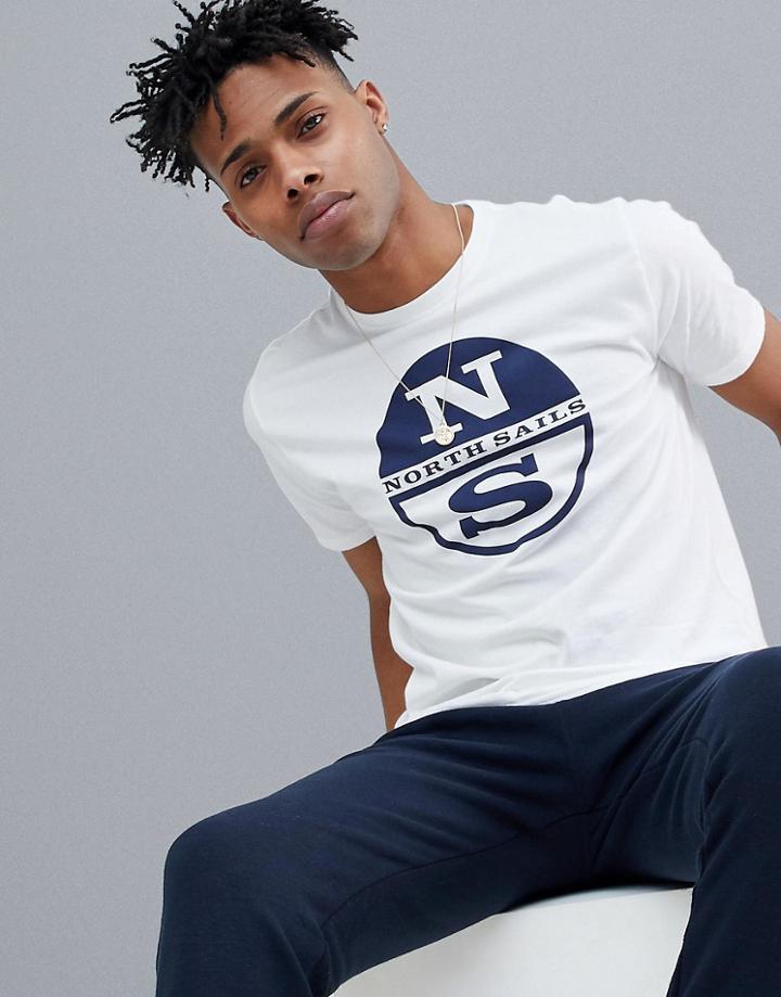North Sails Slim Fit Large Logo T-shirt In White - White