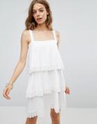 Asos Tiered Lace Detail Sundress - White