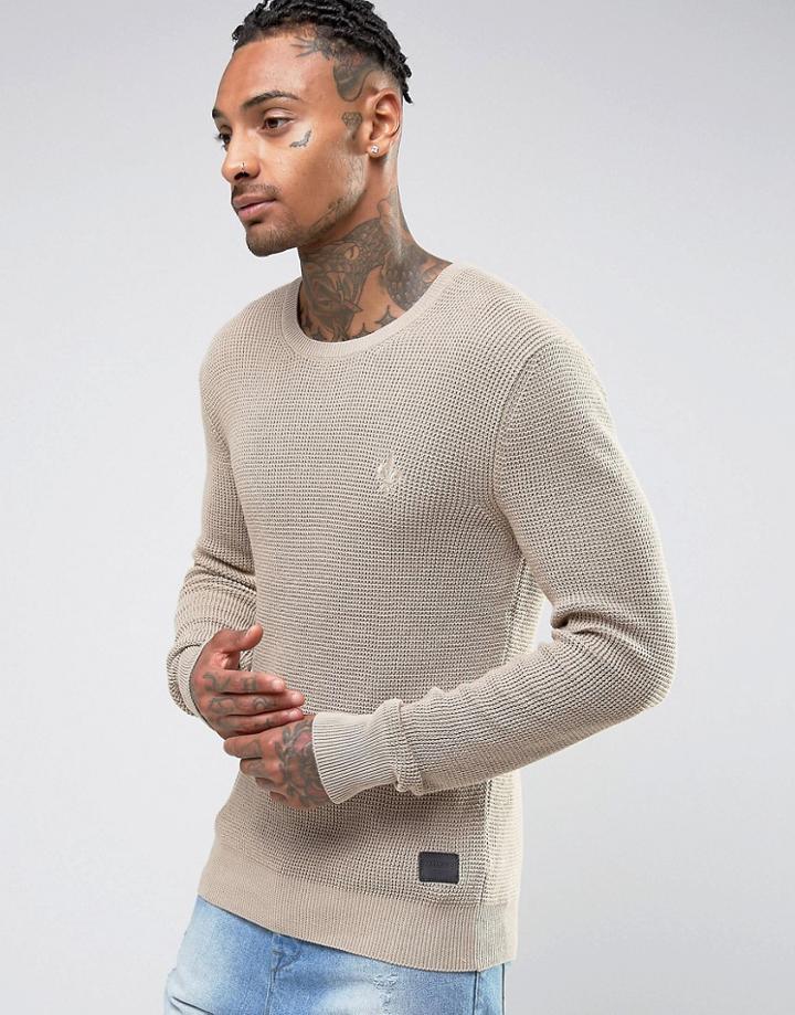 Criminal Damage Sweater With Logo - Beige