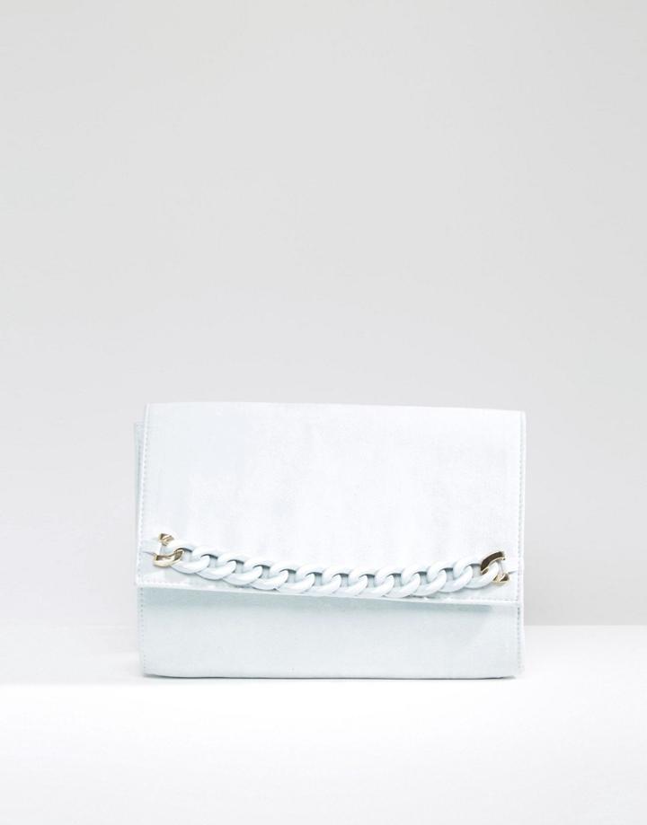 Asos Co-ord Chain Detail Clutch Bag - Blue