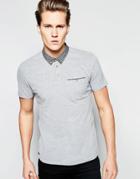 Threadbare Contrast Collar Polo Shirt - Gray