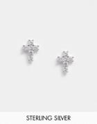 Designb Cz Cross Stud Earrings In Sterling Silver