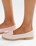New Look Patent Fringe Loafer - Pink