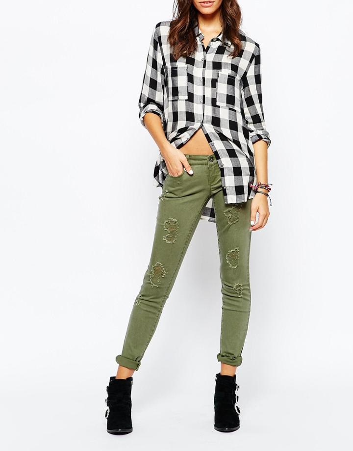 Only All Over Distressed Cargo Jean - Khaki