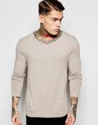Asos Extreme Muscle Long Sleeve T-shirt With Drape Neck In Gray - Gray