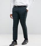 Harry Brown Plus Skinny Fit Plaid Suit Pants - Green