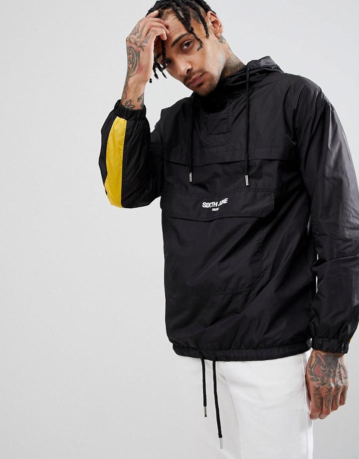 Sixth June Hooded Windbreaker In Black - Black