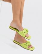 Stradivarius Padded Knot Flat Sandals In Lime-green