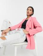 River Island Double Breasted Blazer In Blue-pink