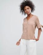 Neon Rose Tie Sleeve Shirt - Brown