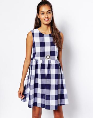 Asos Dress In Large Gingham Print