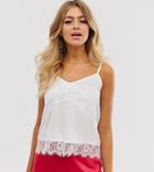 Outrageous Fortune Lace Insert Cami Top In White - White