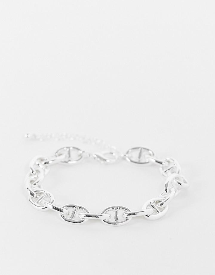 Topshop Oval Chain Bracelet In Silver
