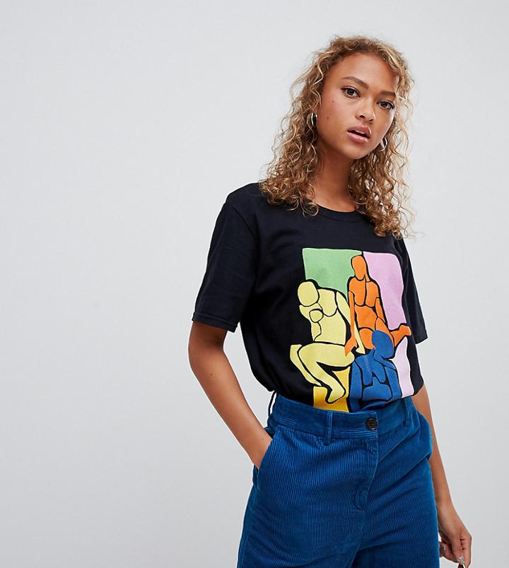 Reclaimed Vintage Inspired T-shirt In Bodies Art Print - Black