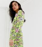 Collusion Ruched Floral Jersey Bodycon Dress - Multi
