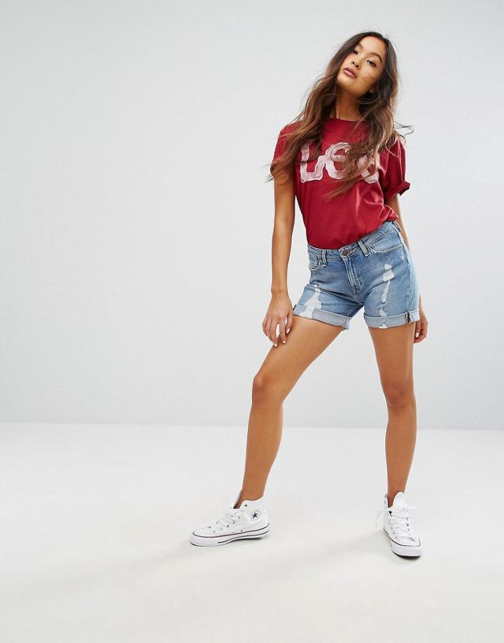 Lee Boyfriend Short With Rips - Blue