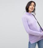 Asos Tall Sweater With Roll Neck And Rib Detail - Purple