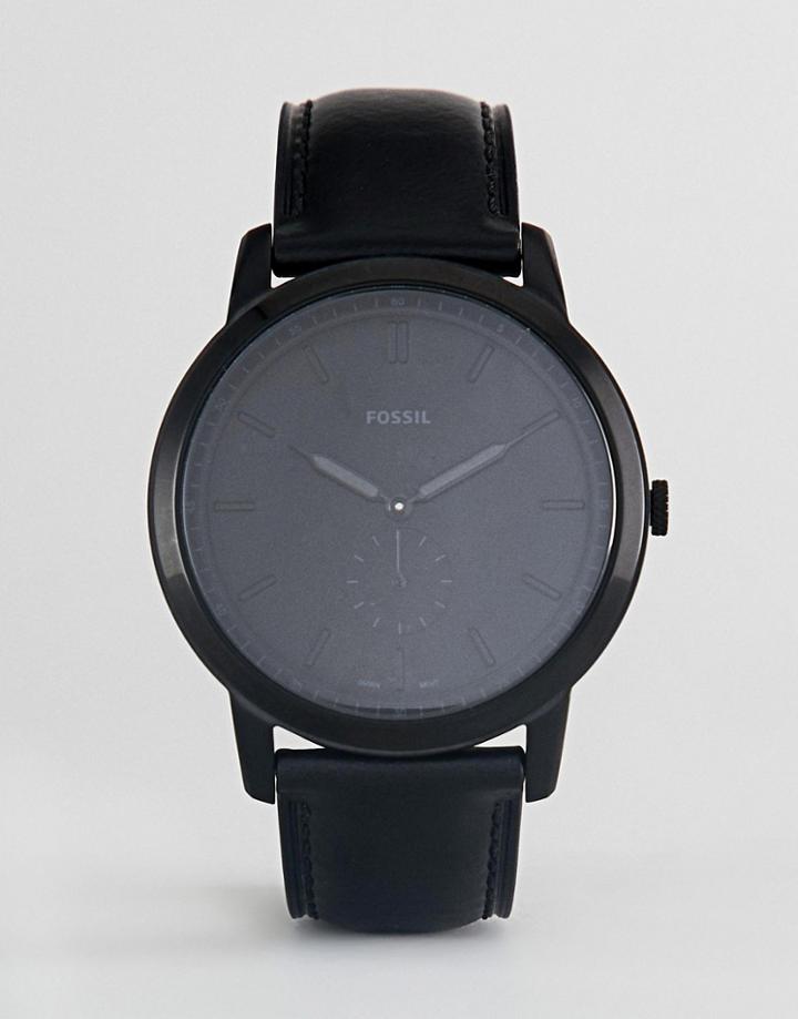 Fossil Fs5447 The Minimalist Leather Watch In Black - Black