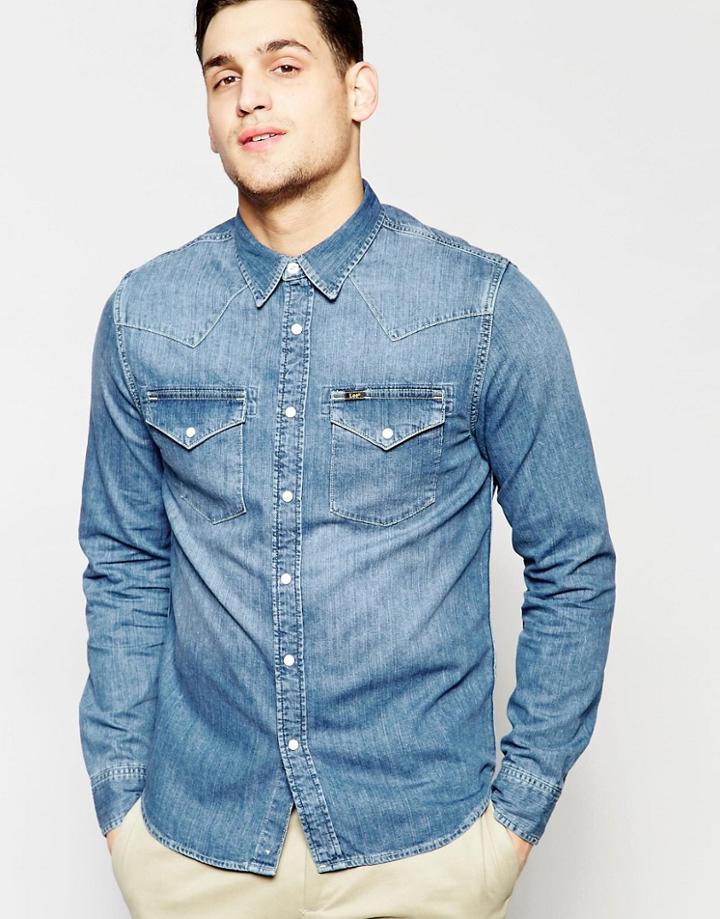 Lee Western Denim Shirt Slim Fit Constant Blue Light Wash - Constant Blue