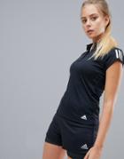 Adidas Tennis Three Stripe Polo Shirt In Black - Black