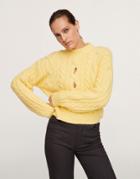 Mango Cut Out Knitted Sweater In Ecru-white