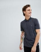 Allsaints Polo In Charcoal Marl With Logo - Gray