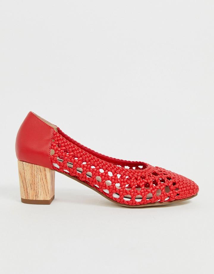 Miss Selfridge Woven Heeled Shoes In Red - Red
