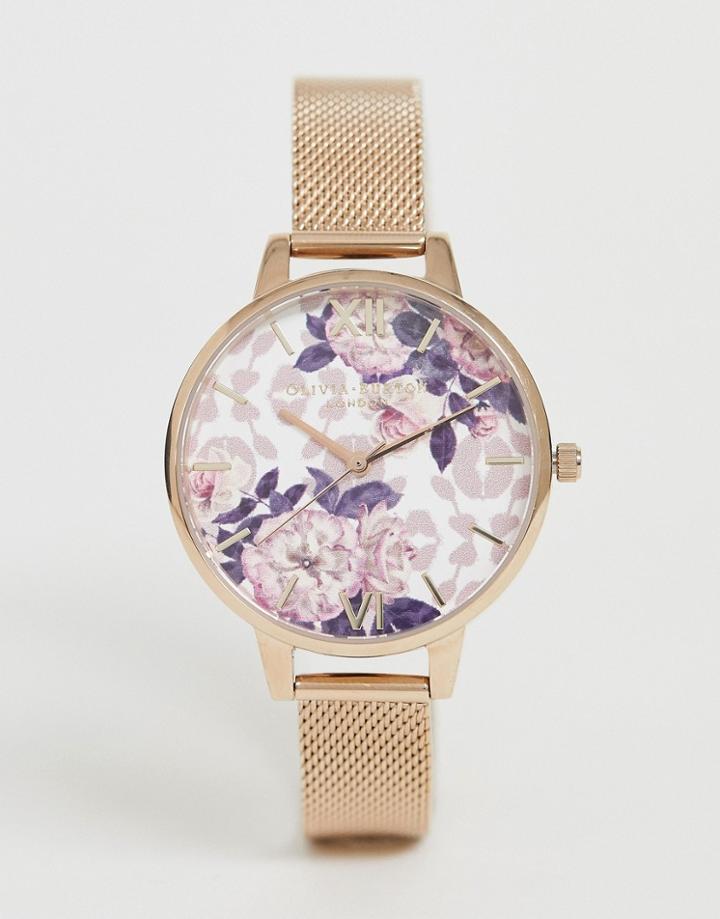 Olivia Burton Ob16lp01 Wildflower Demi Mesh Watch-gold