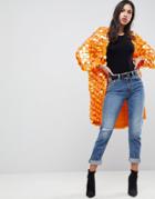 Asos Bright Sequin Kimono - Orange