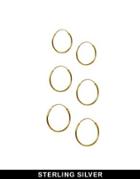 Asos Multipack Gold Plated Sterling Silver Hoop Earrings - Gold