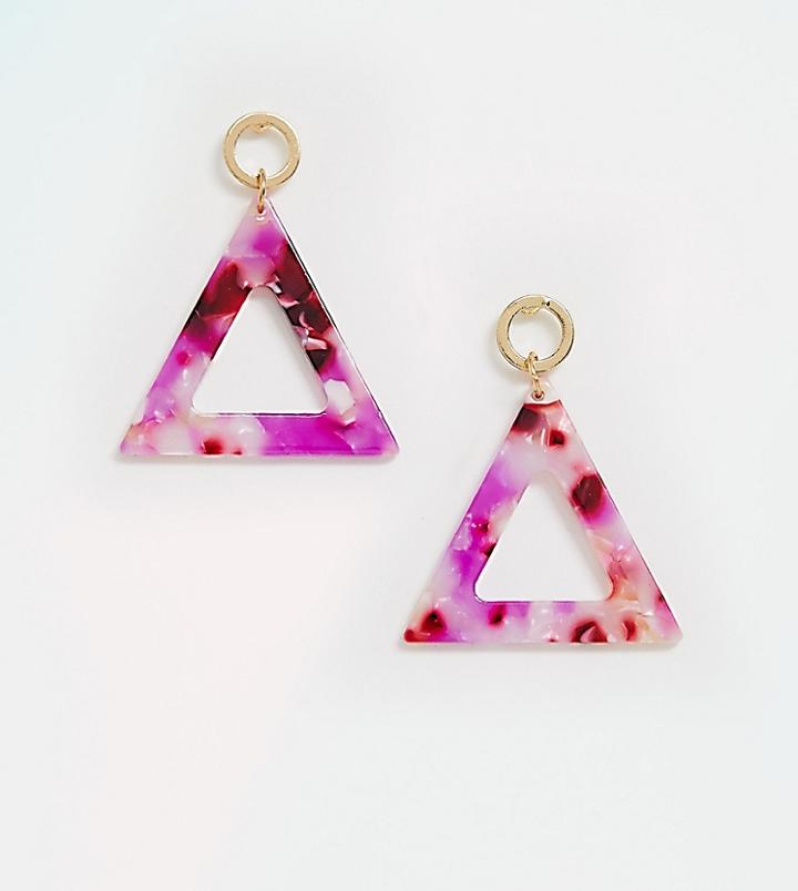 South Beach Purple Resin Triangle Drop Earrings - Purple