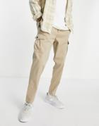 Selected Homme Slim Tapered Cargo Pants In Beige-neutral